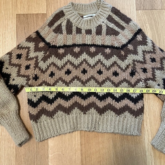 by Anthropologie Brown Striped Geometric Wool Blend Sweater - Picture 8 of 11